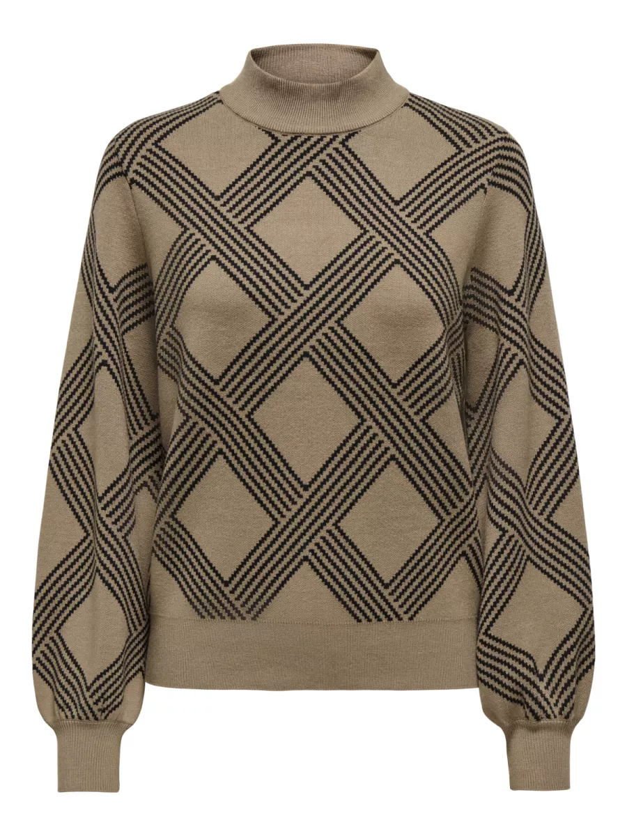 ONLY-ONLANNY LS JQ O-NECK KNT-15327635-Cocoa Creme-CHOCOLADE