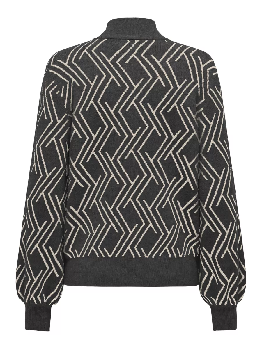 ONLY-ONLANNY LS JQ O-NECK KNT-15327635-Dark Grey Melange-DONKER GRIJS/GRAFIET