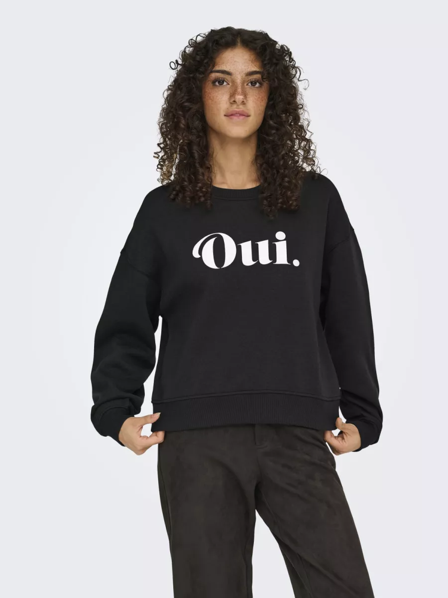 ONLY-ONLBEST L/S PRINT CREW NECK SWT-15357681-Black-BLACK