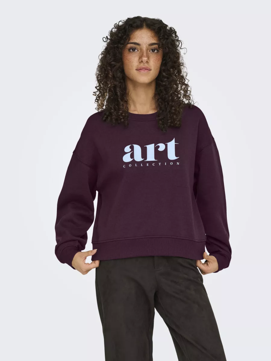 ONLY-ONLBEST L/S PRINT CREW NECK SWT-15357681-Winetasting-BORDEAUX