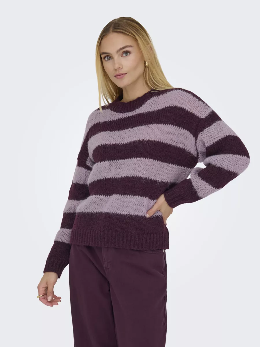 ONLY-ONLCAMEL LIFE LS STRIPE O-NECK CS K-15371829-Winetasting-BORDEAUX