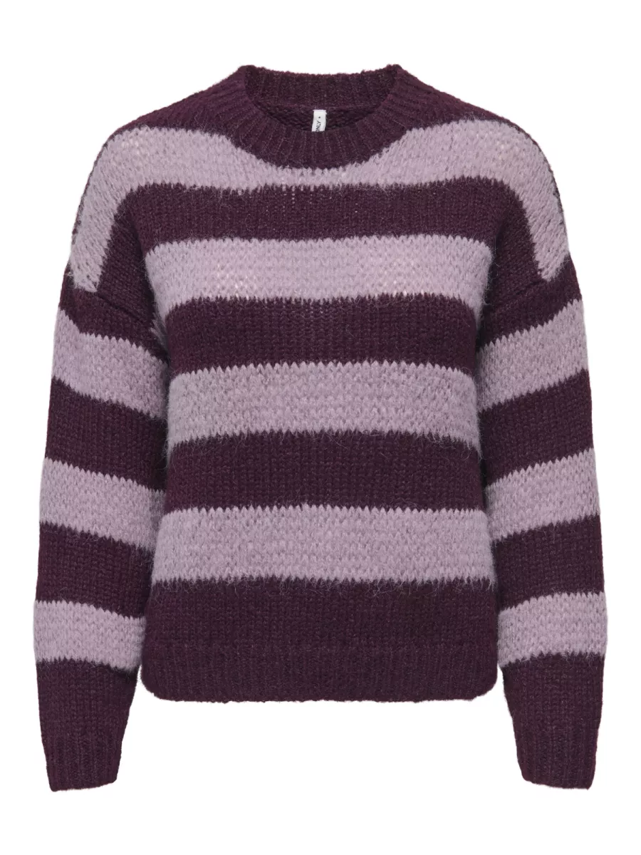 ONLY-ONLCAMEL LIFE LS STRIPE O-NECK CS K-15371829-Winetasting-BORDEAUX
