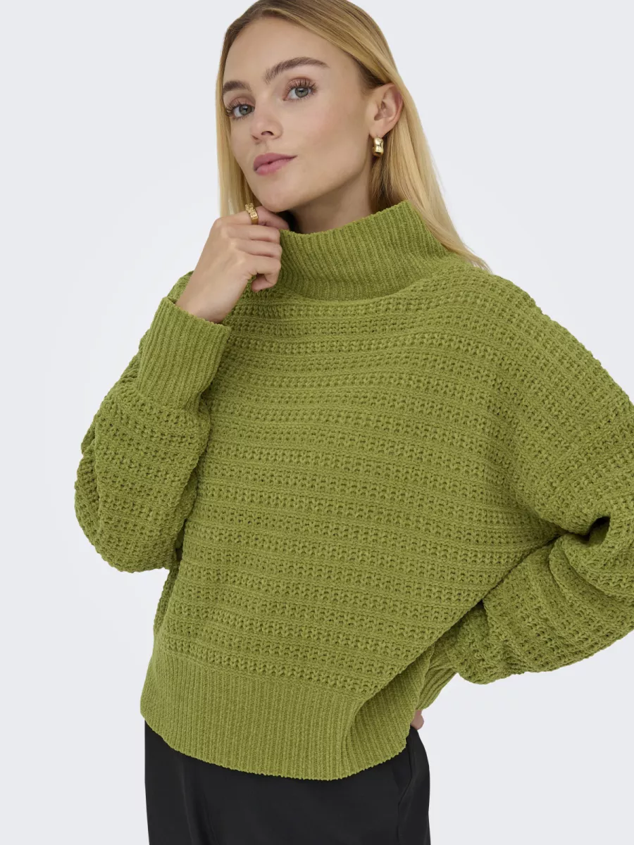 ONLY-ONLGLOBE LS HIGHNECK BF KNT-15358582-Peat Moss-MOSGROEN