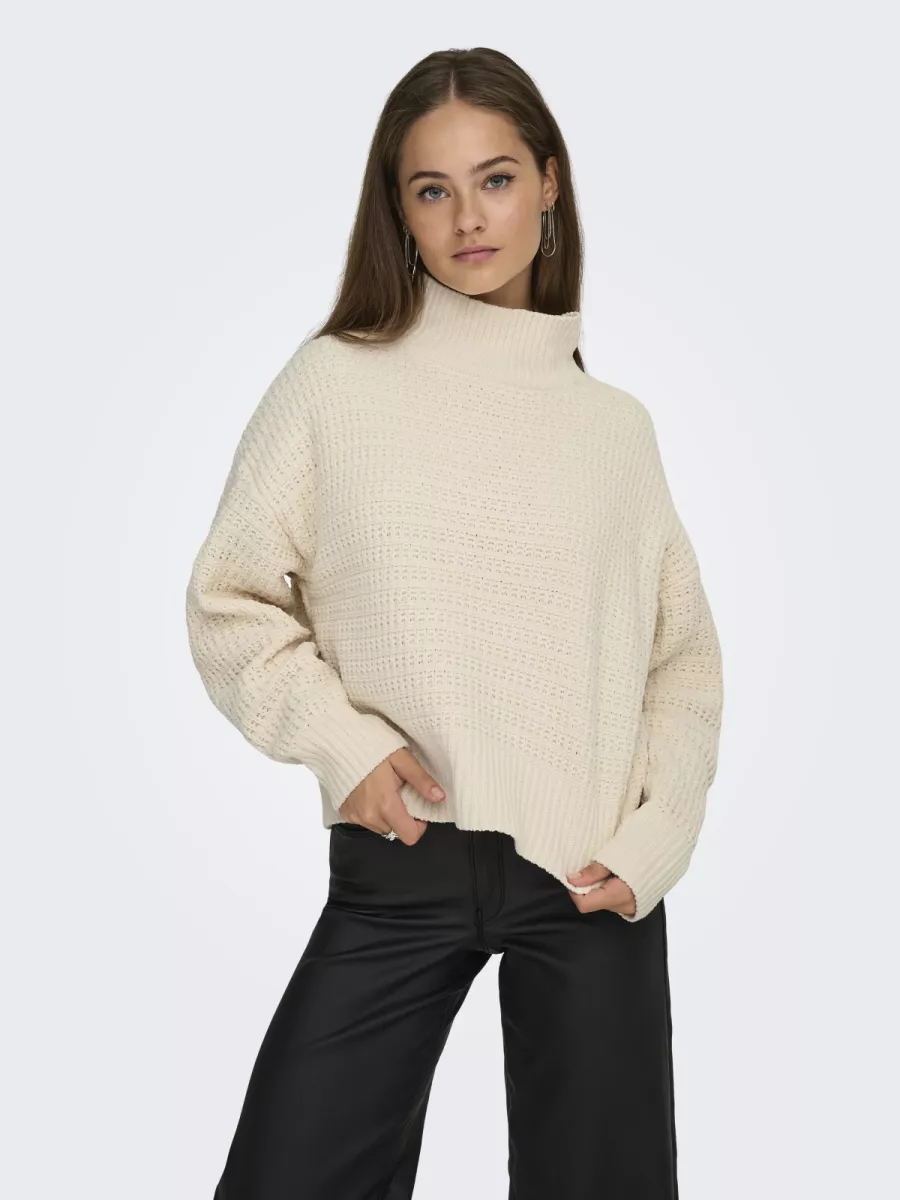 ONLY-ONLGLOBE LS HIGHNECK BF KNT-15358582-Whitecap Grey-LICHT-/PAREL GRIJS