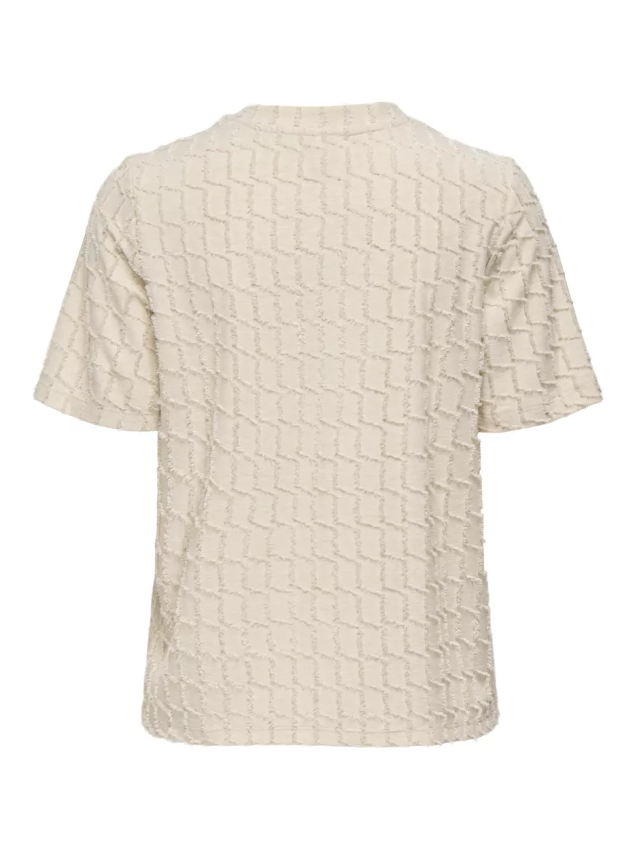 ONLY-ONLINES LIFE 2/4 O-NECK GLITTER TOP-15358982-Birch-CREME