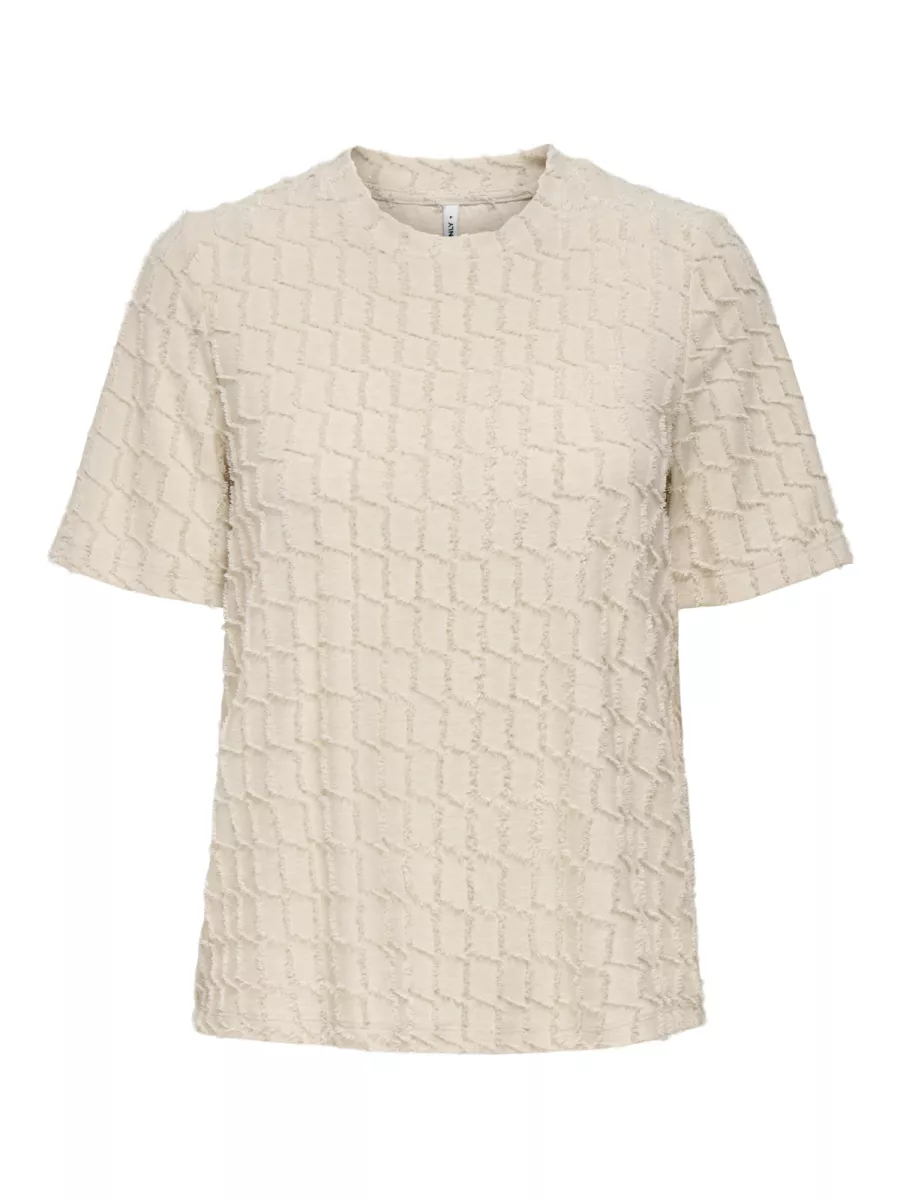 ONLY-ONLINES LIFE 2/4 O-NECK GLITTER TOP-15358982-Birch-CREME