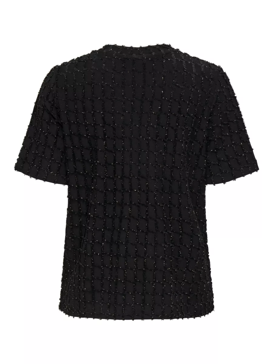 ONLY-ONLINES LIFE 2/4 O-NECK GLITTER TOP-15358982-Black-ZWART COMBINATIES