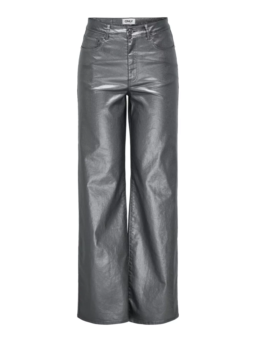 ONLY-ONLJUICY-VIV HW W METAL COATED PANT-15331673-Gunmetal-METAL