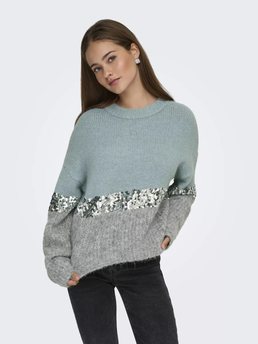 ONLY-ONLMAINE LIFE LS SEQUIN BLOCK O-NEC-15358399-Arona-LICHT BLAUW