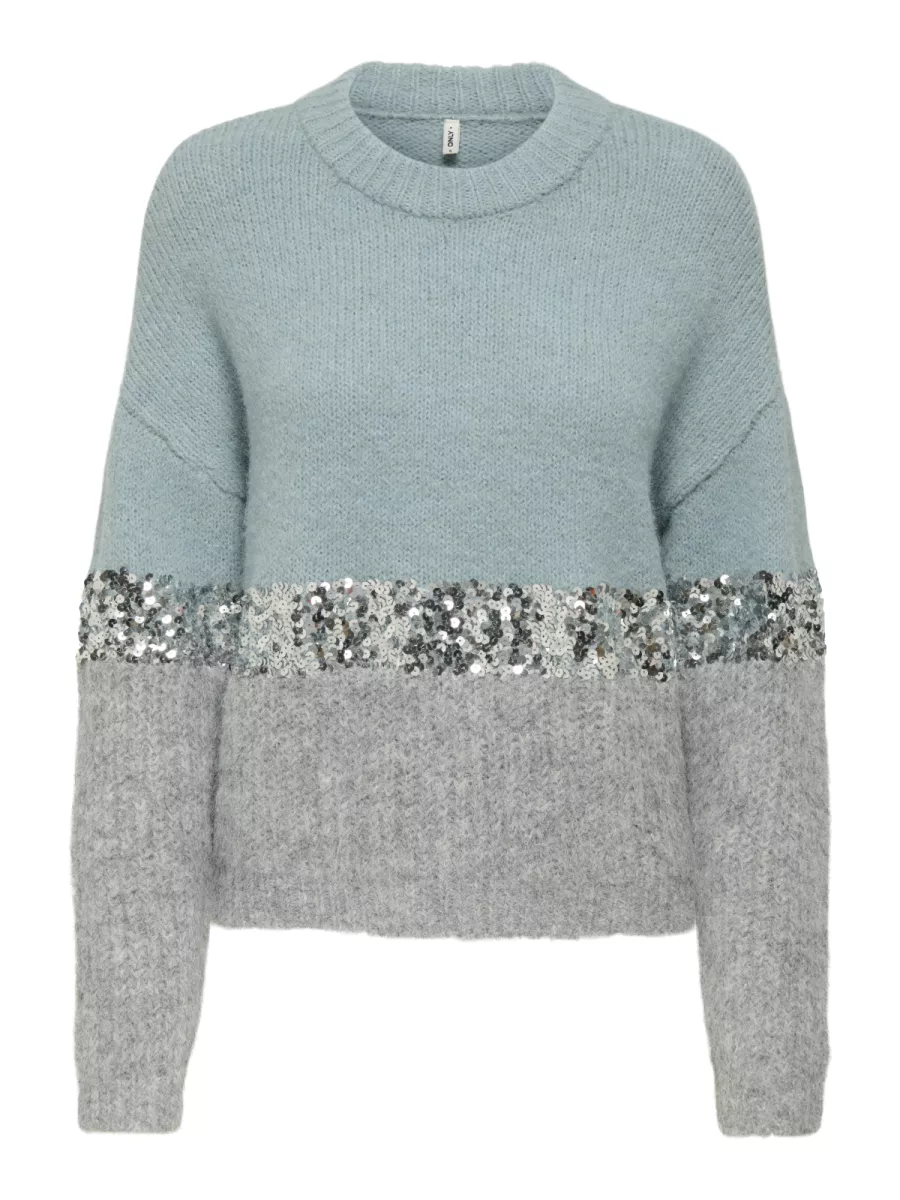ONLY-ONLMAINE LIFE LS SEQUIN BLOCK O-NEC-15358399-Arona-LICHT BLAUW
