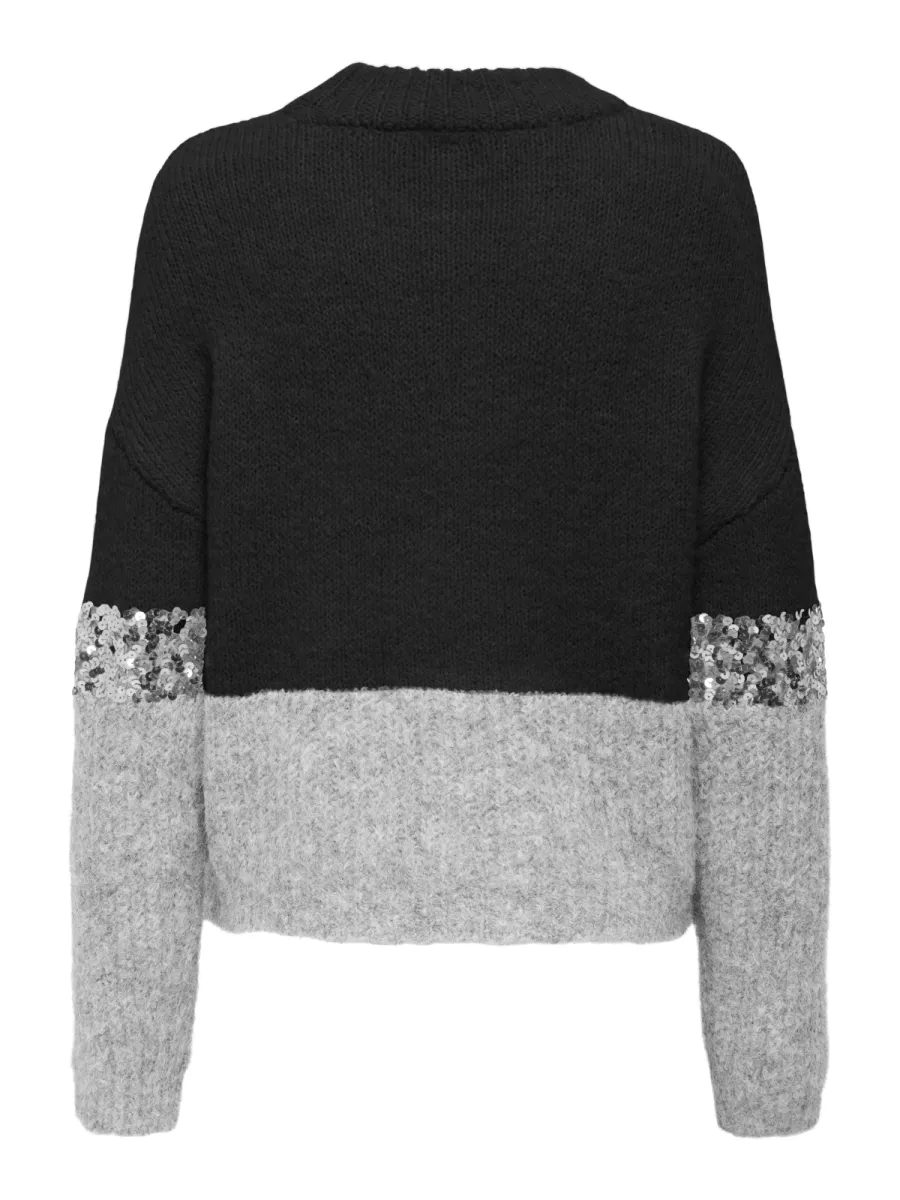 ONLY-ONLMAINE LIFE LS SEQUIN BLOCK O-NEC-15358399-Black-BLACK