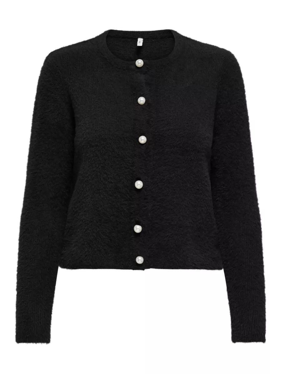 ONLY-ONLPETRA LS PEARL O-NECK CARDI CC K-15350655-Black-BLACK