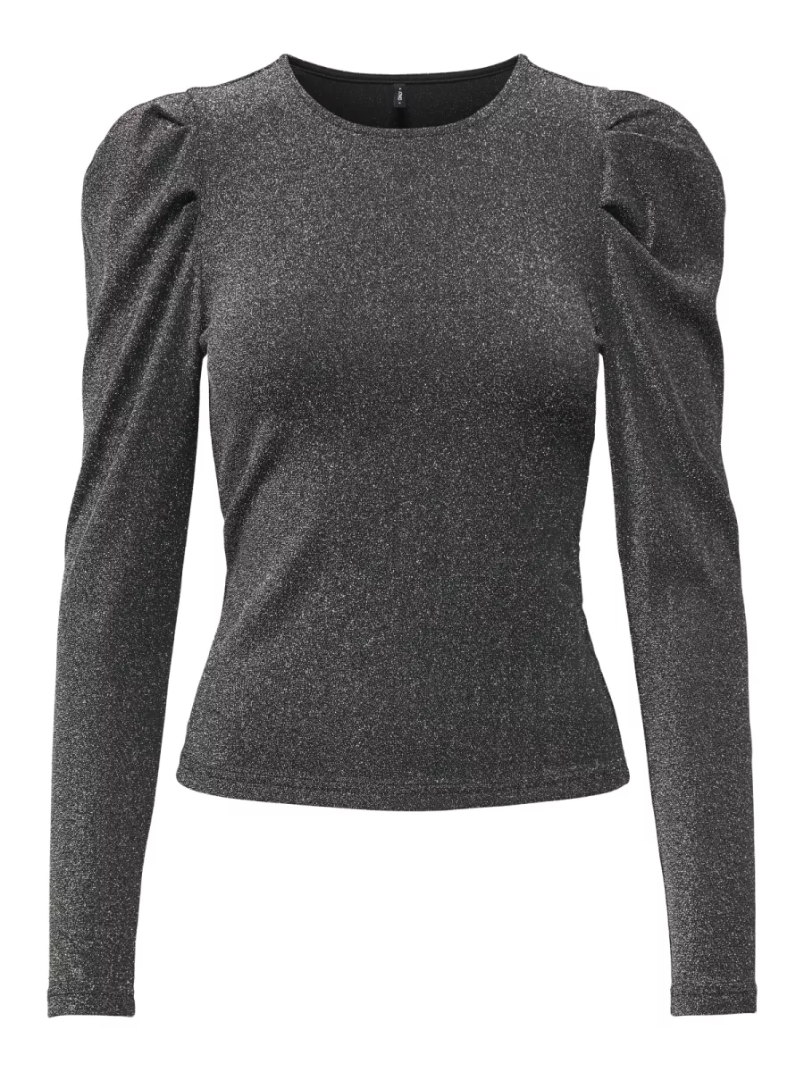 ONLY-ONLRICH L/S GLITTER PUFF TOP JRS-15278055-Silver Glitter-ZILVER GRIJS