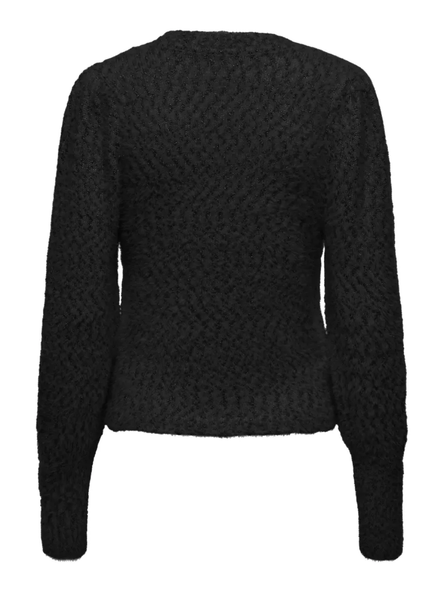 ONLY-ONLROSETTE LS CARDIGAN CS KNT-15259423-Black-BLACK