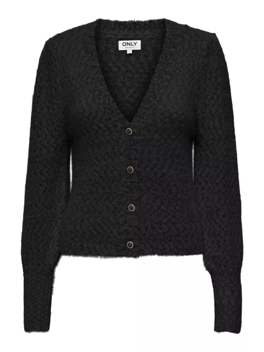 ONLY-ONLROSETTE LS CARDIGAN CS KNT-15259423-Black-BLACK