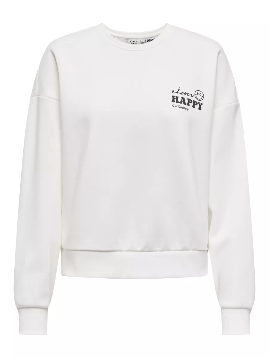 ONLY-ONLSMILEY L/S O-NECK BOX SWT-15335002-Cloud Dancer-CREME
