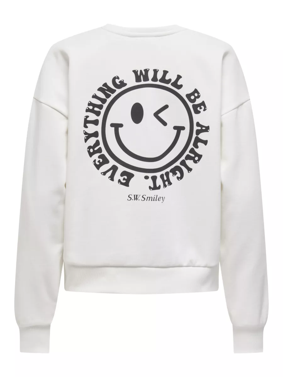 ONLY-ONLSMILEY L/S O-NECK BOX SWT-15335002-Cloud Dancer-CREME