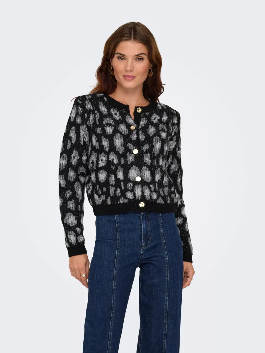 ONLY-ONLSYBILLE LS JQ BUTTON CARDIGAN CS-15358214-Black-BLACK