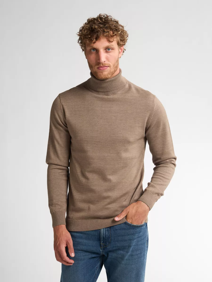 PETROL INDUSTRIES-Men Knitwear Collar Basic-M-ROS-KWC260-7140 Oak-LICHT BRUIN