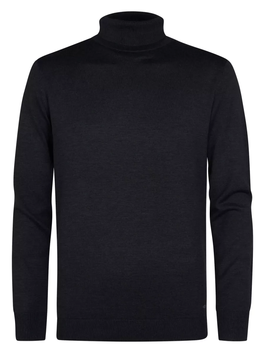 PETROL INDUSTRIES-Men Knitwear Collar Basic-M-ROS-KWC260-9111 Deep black-ZWART