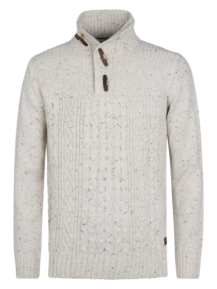 PETROL INDUSTRIES-Men Knitwear Collar-M-3050-KWC211-0009 Antique white-WIT
