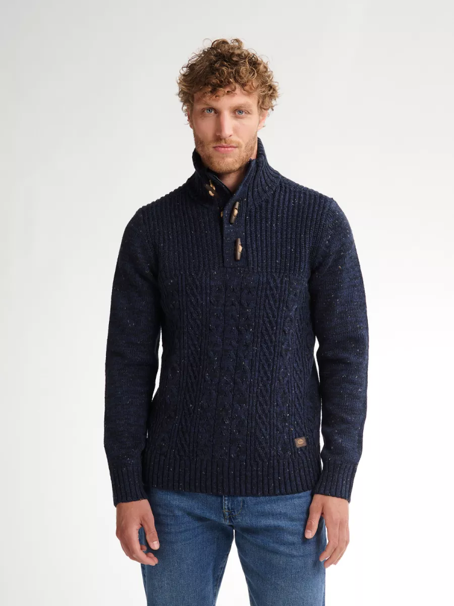 PETROL INDUSTRIES-Men Knitwear Collar-M-3050-KWC211-5090 Deep capri-BLAUW