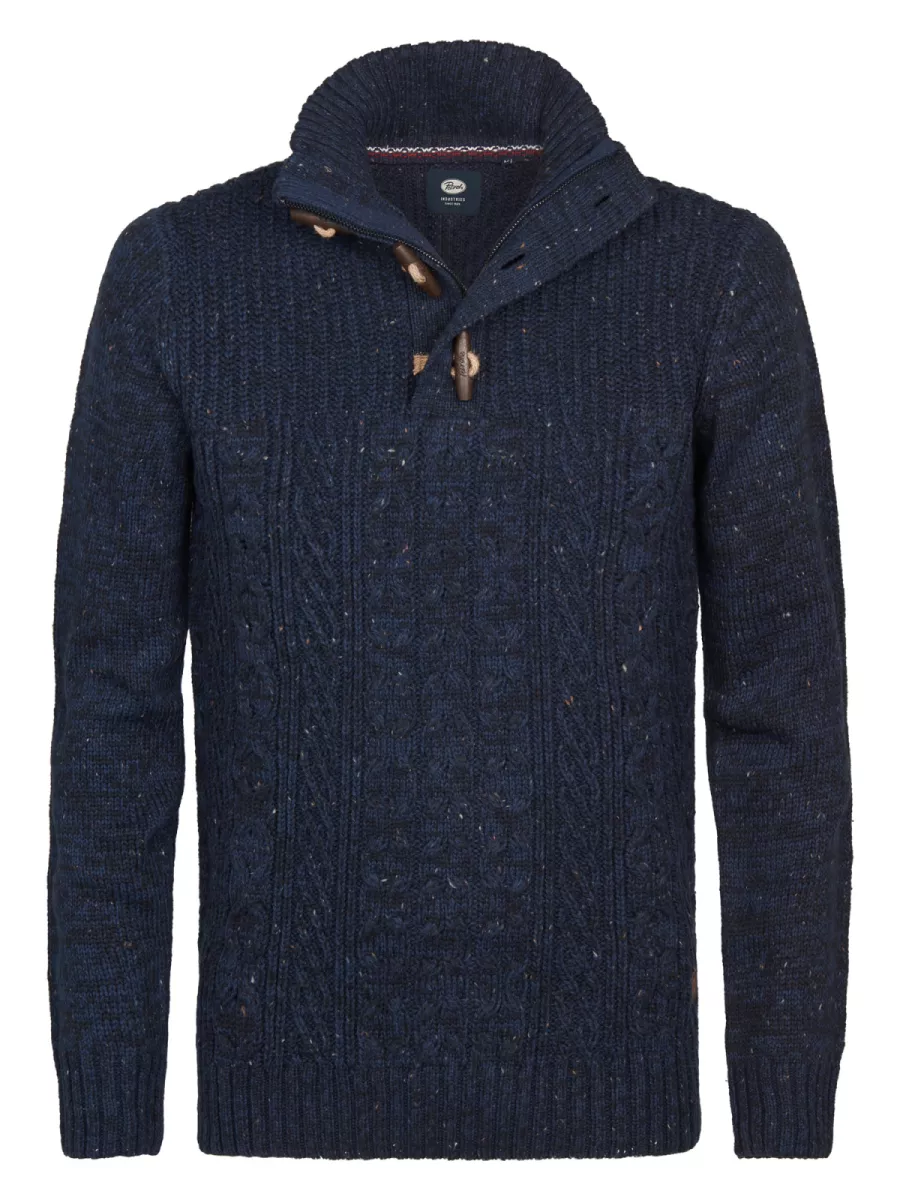PETROL INDUSTRIES-Men Knitwear Collar-M-3050-KWC211-5090 Deep capri-BLAUW