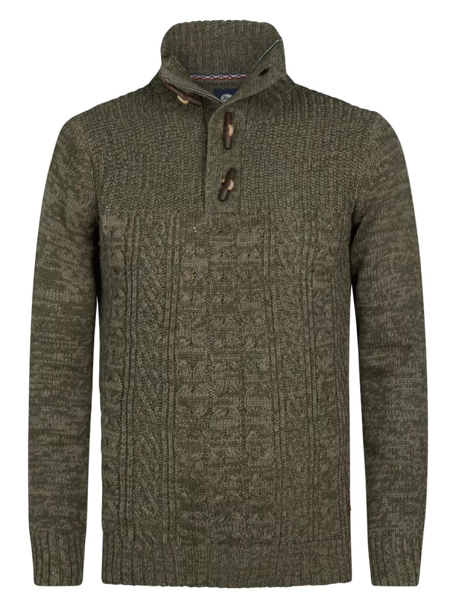 PETROL INDUSTRIES-Men Knitwear Collar-M-3050-KWC211-6174 Mossy stone-STONE