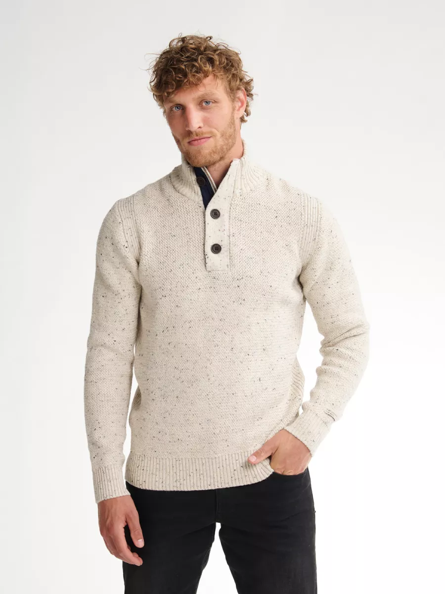 PETROL INDUSTRIES-Men Knitwear Collar-M-3050-KWC226-0009 Antique white melee-WIT