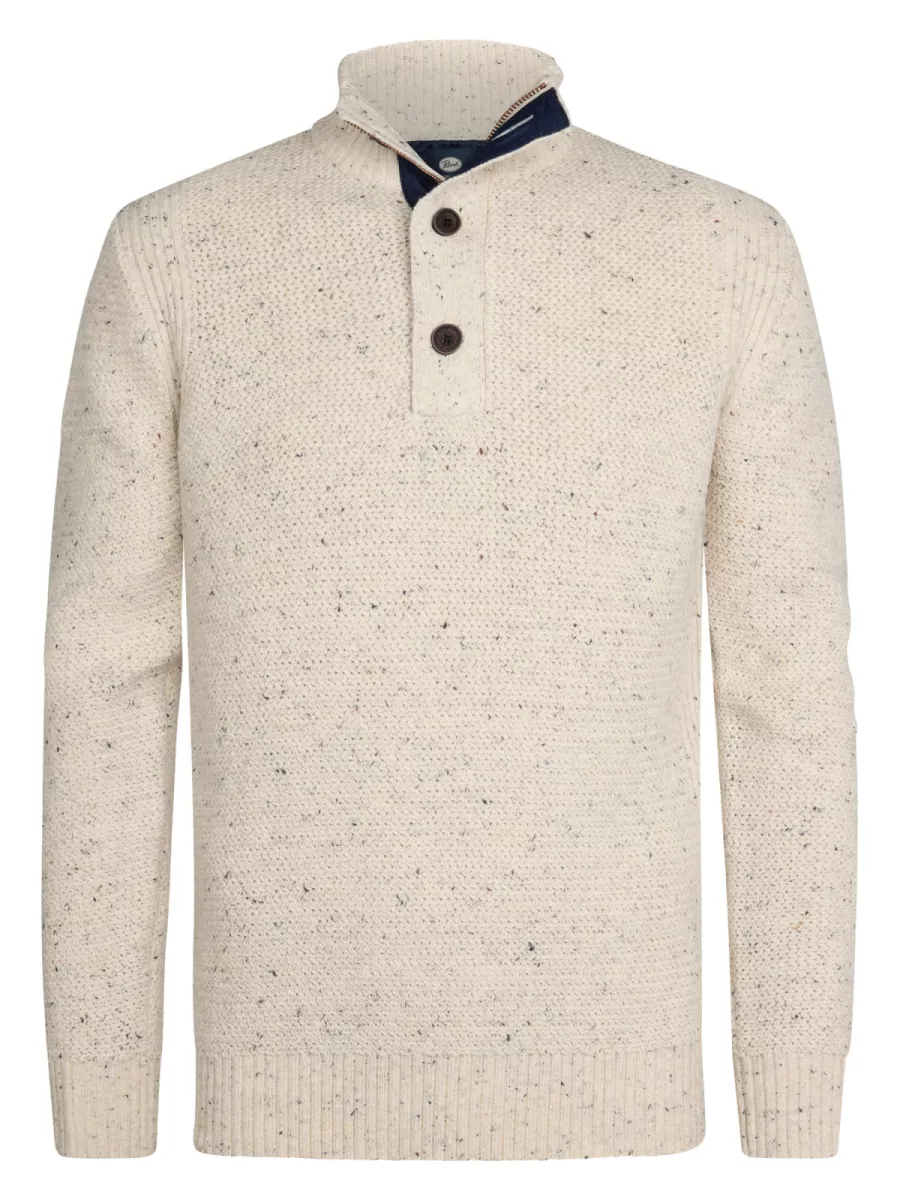 PETROL INDUSTRIES-Men Knitwear Collar-M-3050-KWC226-0009 Antique white melee-WIT
