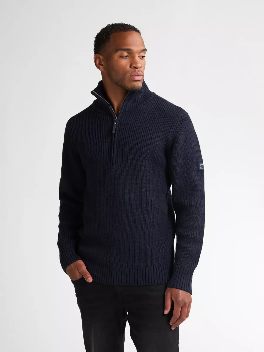 PETROL INDUSTRIES-Men Knitwear Collar-M-3050-KWC262-5090 Deep capri-BLAUW