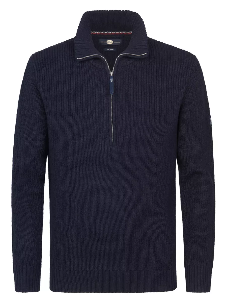 PETROL INDUSTRIES-Men Knitwear Collar-M-3050-KWC262-5090 Deep capri-BLAUW