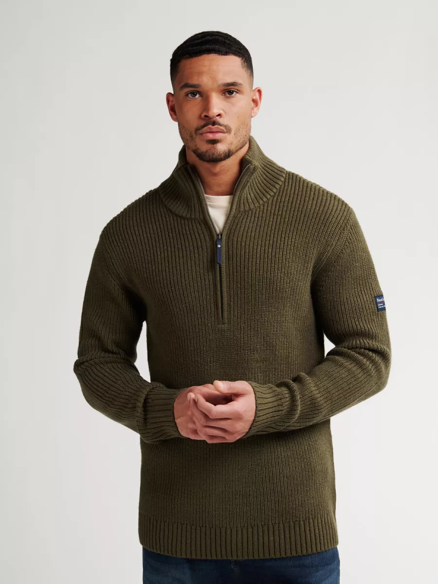 PETROL INDUSTRIES-Men Knitwear Collar-M-3050-KWC262-6088 Army green-LEGERGROEN