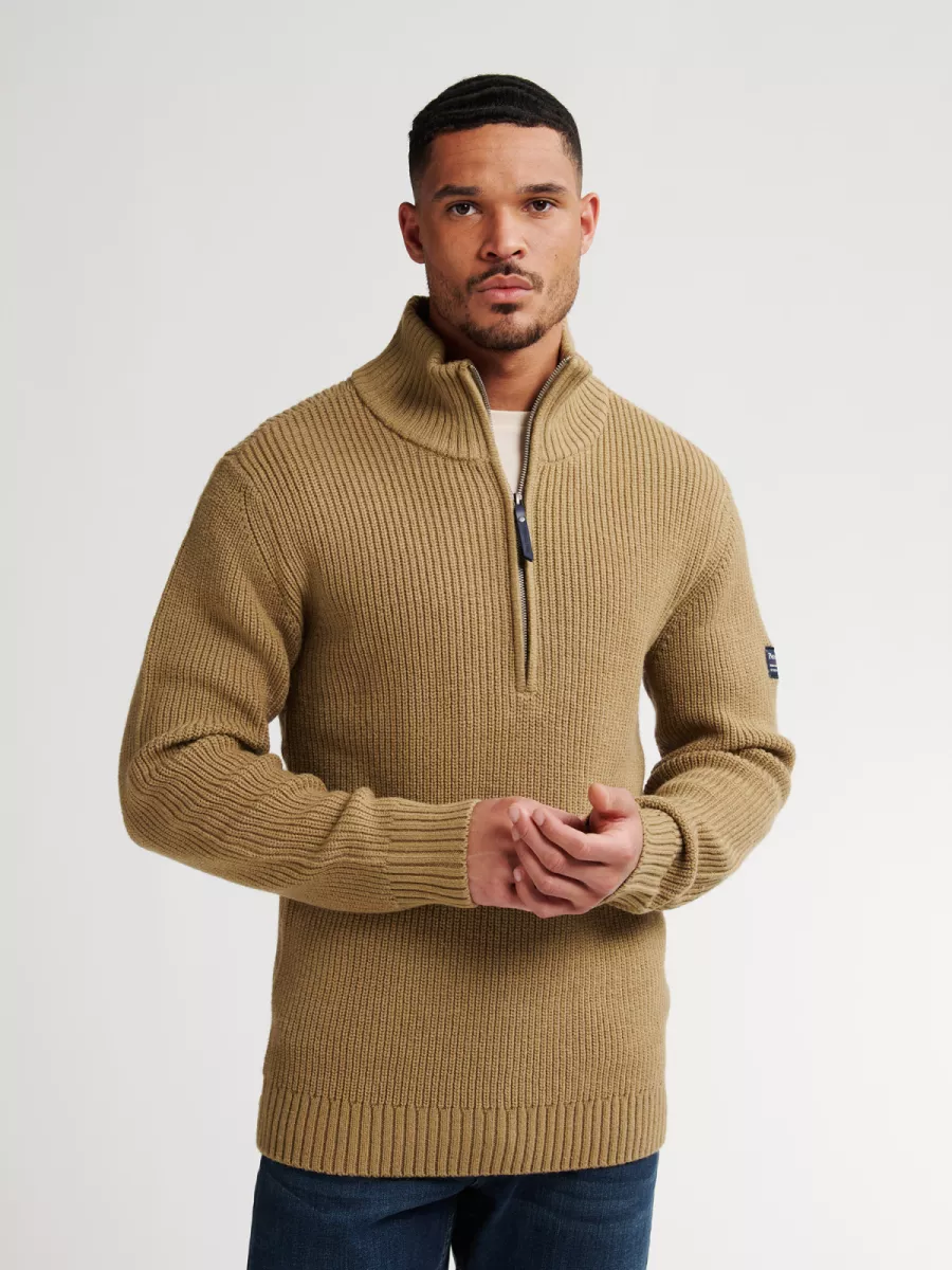 PETROL INDUSTRIES-Men Knitwear Collar-M-3050-KWC262-7146 Tan-LICHT BRUIN