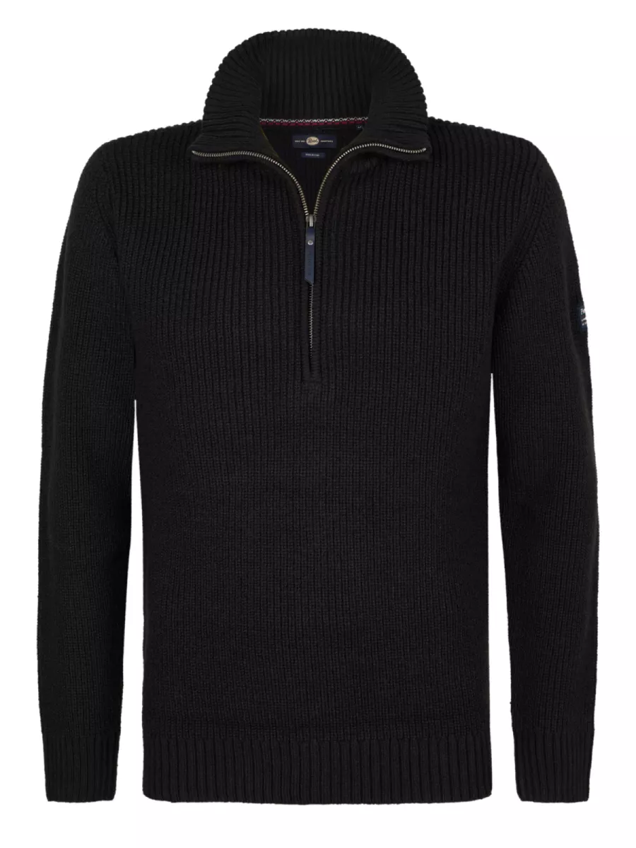 PETROL INDUSTRIES-Men Knitwear Collar-M-3050-KWC262-9111 Deep black-ZWART