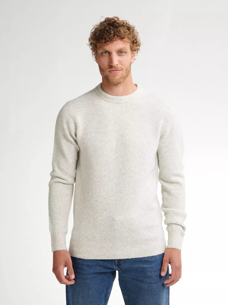 PETROL INDUSTRIES-Men Knitwear Round Neck Basic-M-3050-KWR291-0009 Antique white melee-WIT
