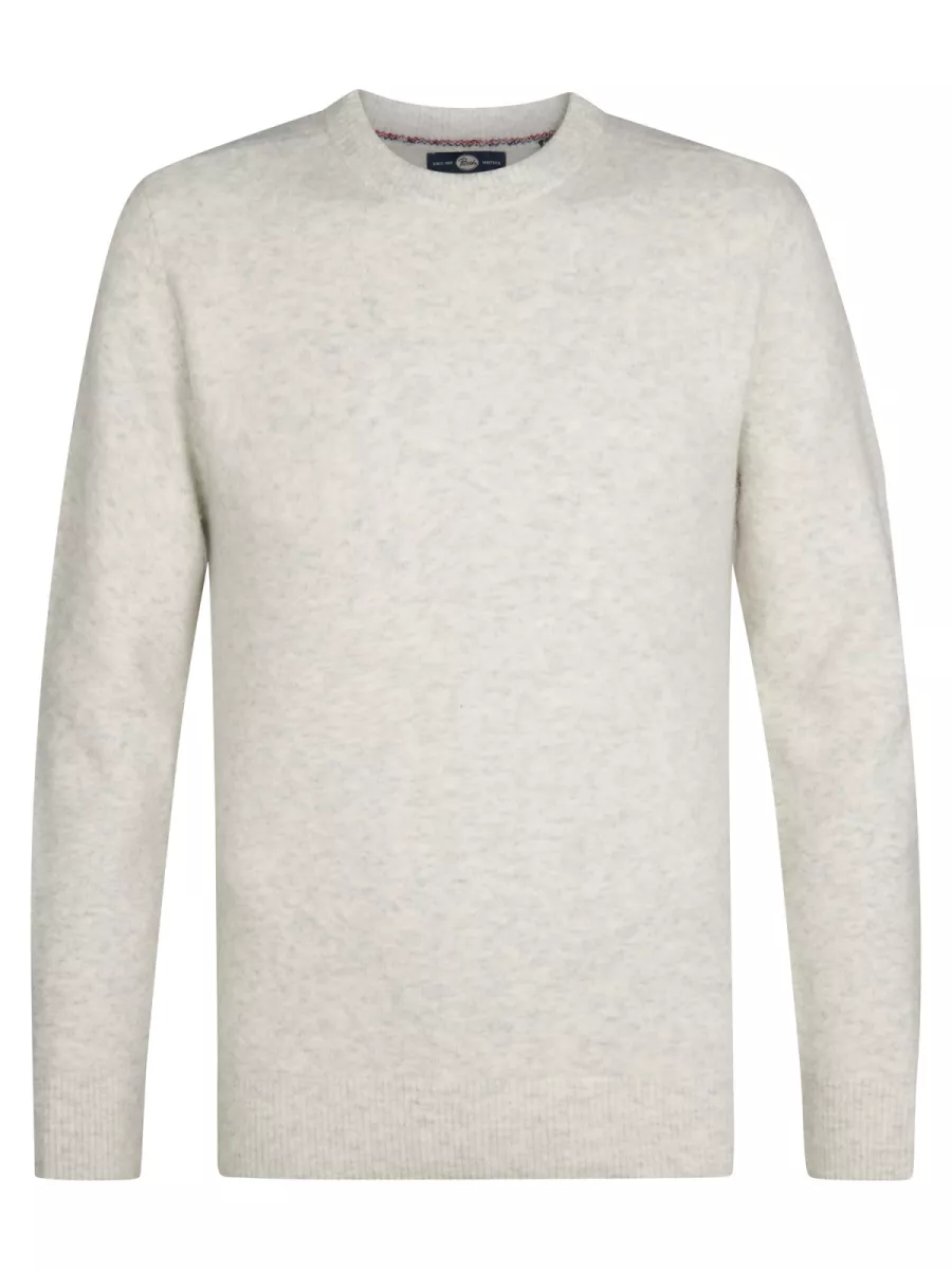 PETROL INDUSTRIES-Men Knitwear Round Neck Basic-M-3050-KWR291-0009 Antique white melee-WIT
