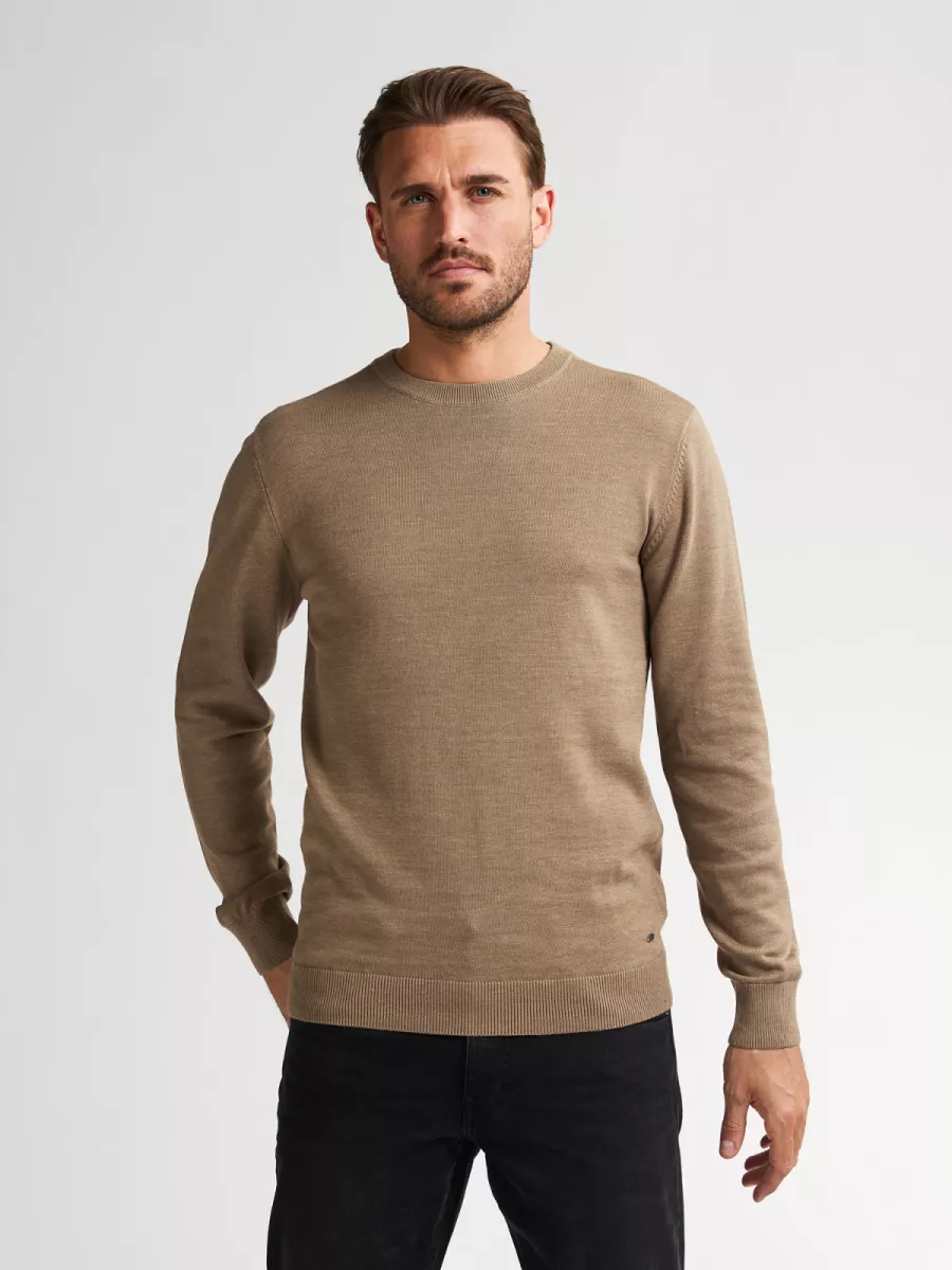 PETROL INDUSTRIES-Men Knitwear Round Neck Basic-M-ROS-KWR201-7140 Oak-LICHT BRUIN