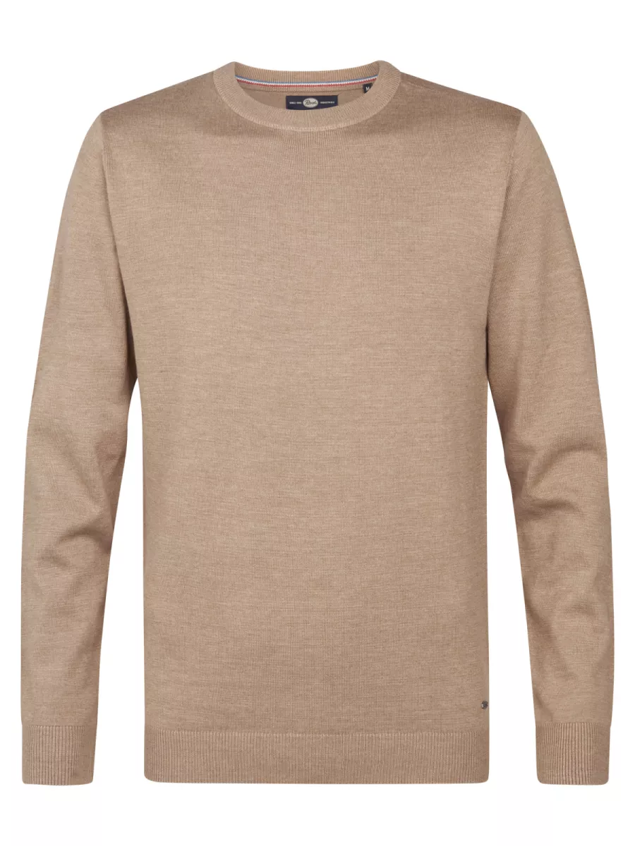 PETROL INDUSTRIES-Men Knitwear Round Neck Basic-M-ROS-KWR201-7140 Oak-LICHT BRUIN