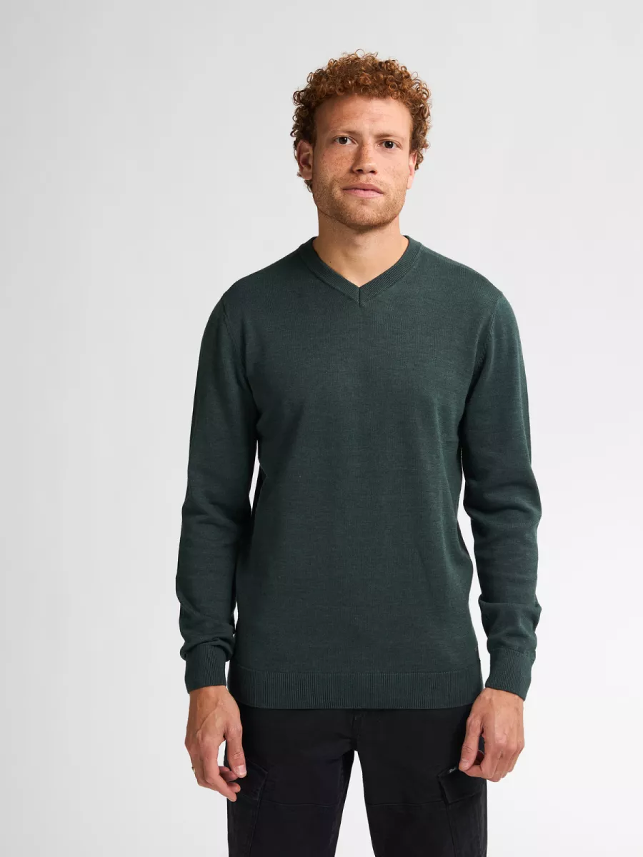 PETROL INDUSTRIES-Men Knitwear V-Neck Basic-M-ROS-KWV200-6089 Bottle-FLESSENGROEN