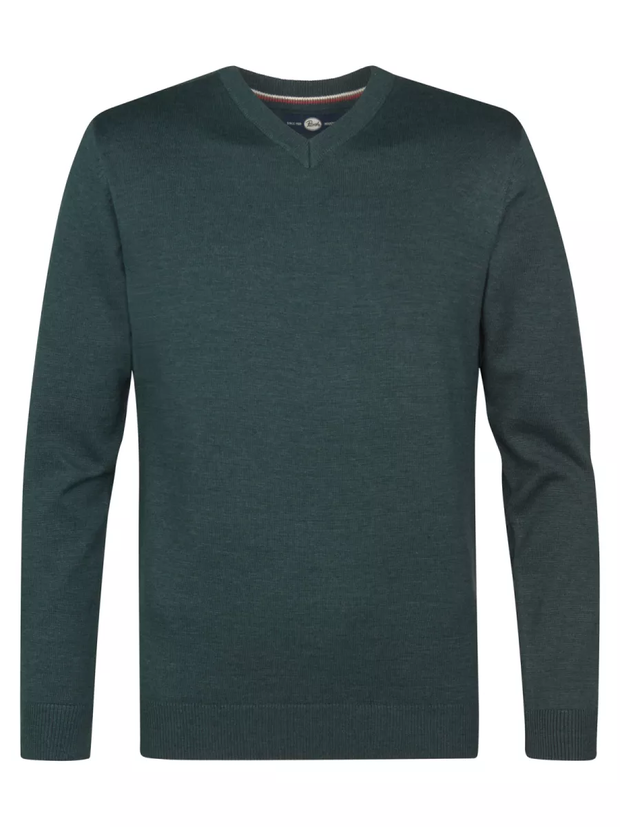 PETROL INDUSTRIES-Men Knitwear V-Neck Basic-M-ROS-KWV200-6089 Bottle-FLESSENGROEN