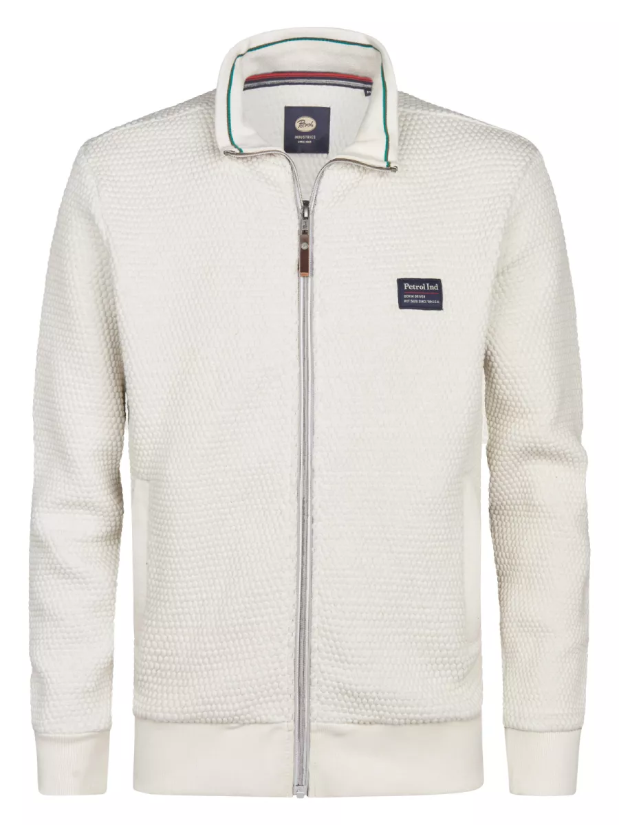 PETROL INDUSTRIES-Men Sweater Collar Zip-M-3050-SWC343-0009 Antique white melee-WIT