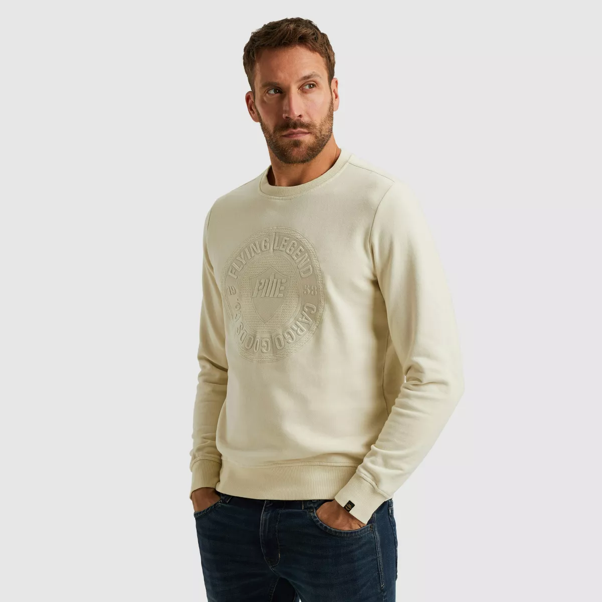 PME LEGEND-Crewneck dry terry-PSW2510481-7013 Bone white-BEIGE