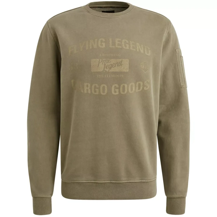 PME LEGEND-Crewneck peach fleece gd-PSW2510473-6389 Dusky green-GROEN