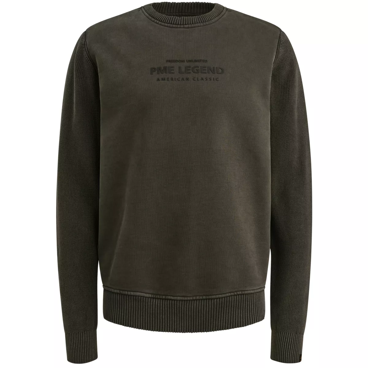 PME LEGEND-Crewneck sweat knit combination-PSW2510323-9703 Dark grey-DONKER GRIJS/GRAFIET