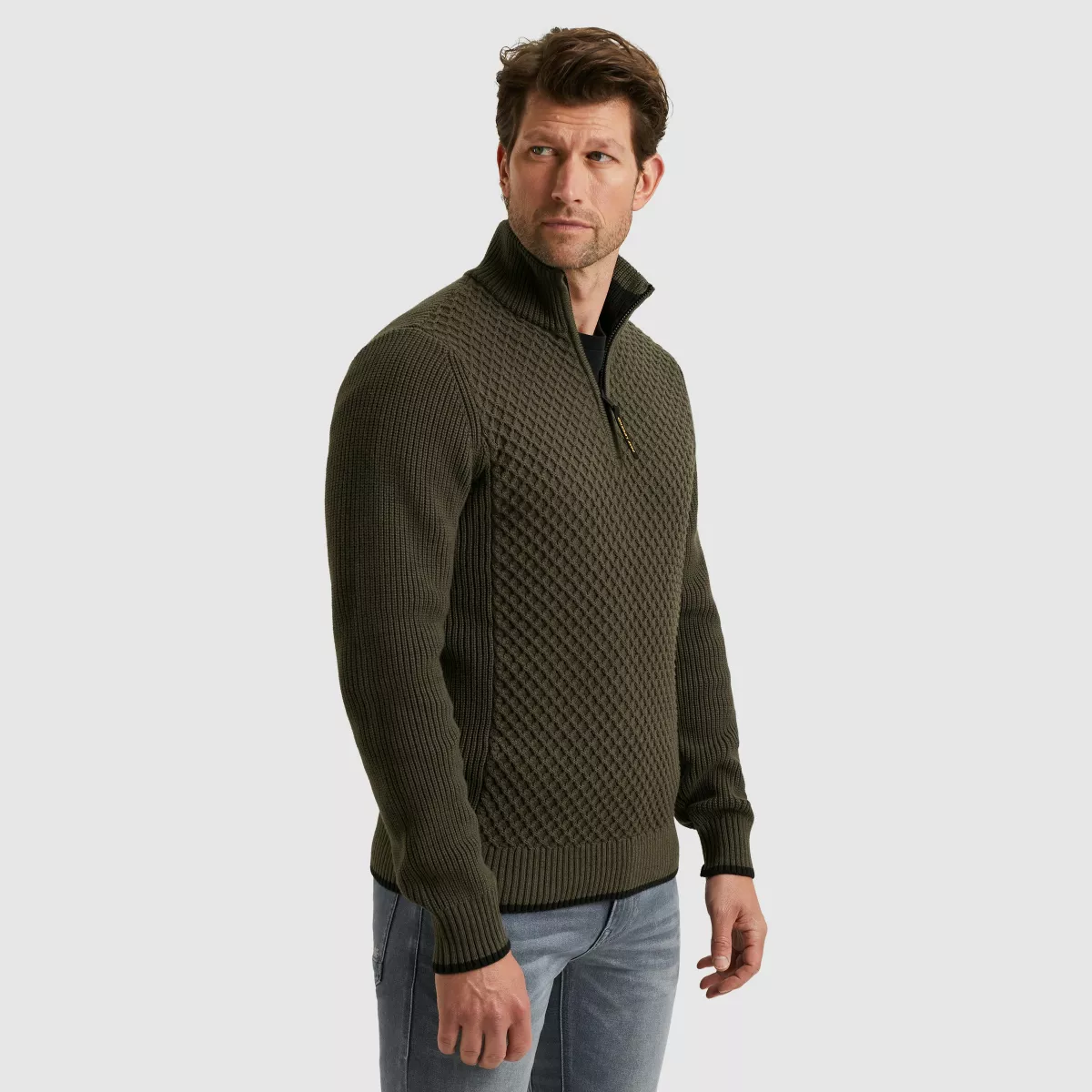 pme-legend-half-zip-collar-cotton-mix-yarn-pkw2509324-8039-beluga-bruin-2 PME LEGEND-Half zip collar cotton mix yarn-PKW2509324-8039 Beluga-BRUIN