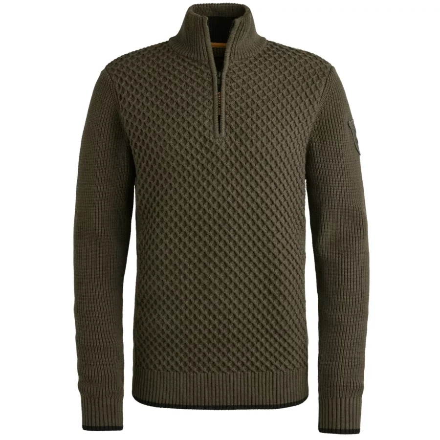PME LEGEND-Half zip collar cotton mix yarn-PKW2509324-8039 Beluga-BRUIN