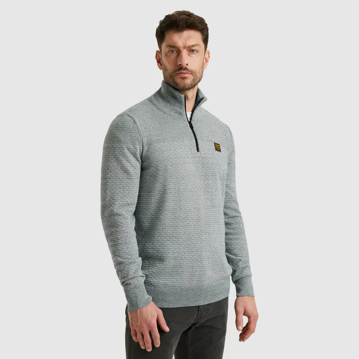 PME LEGEND-Half zip collar cotton mouline (organic)-PKW2510301-5281 Salute-BLUE