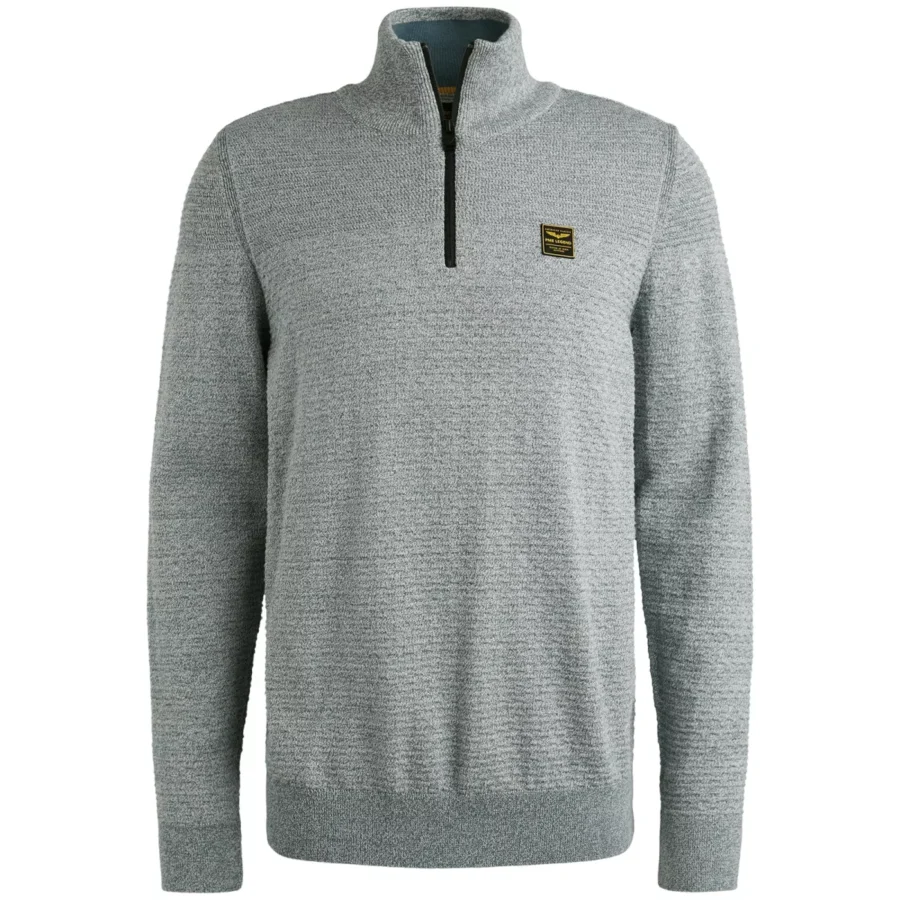 PME LEGEND-Half zip collar cotton mouline (organic)-PKW2510301-5281 Salute-BLUE
