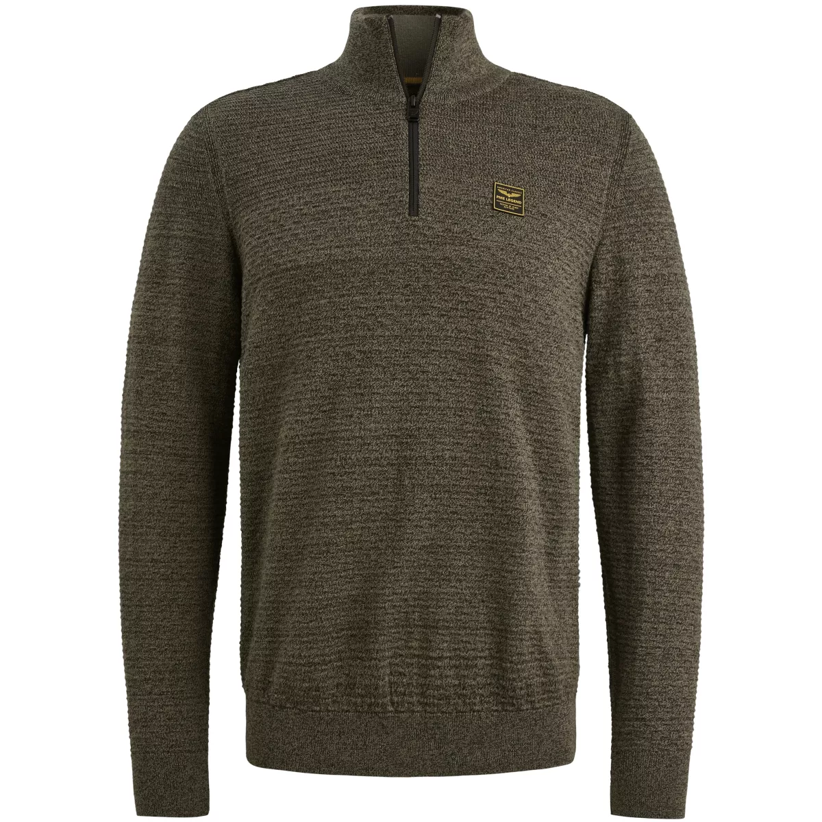 PME LEGEND-Half zip collar cotton mouline (organic)-PKW2510301-6389 Dusky green-GROEN